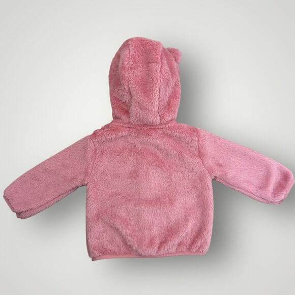 NWT Old Navy 6-12mo Baby Girl Pink Fleece Zip Up Hoodie with Tiny Ears - Picture 3 of 5